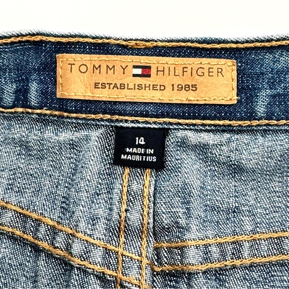 Vintage Y2K Tommy Hilfiger Front Slit Medium Wash Denim Mini Skirt - Picture 7 of 10